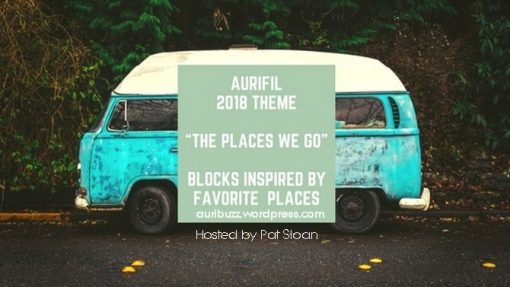 Aurifil Block of the Month 2018: Theme: "The Places We Go". Blocks inspired by different places.