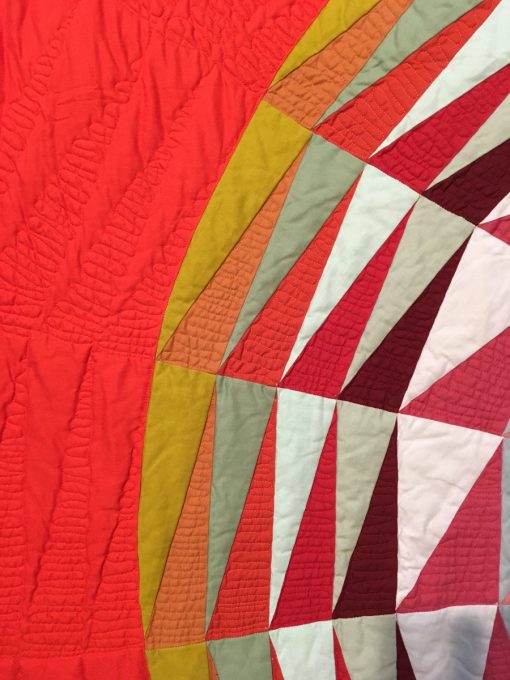 detail of "Radiant" by Maritza Soto displayed in the 2018 Modern Quilt Showcase sponsored by the Modern Quilt Guild at the International Quilt Festival in Houston
