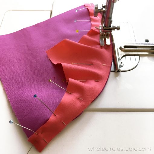 Use a 1/4" presser foot or seam guide set to 1/4" to get the perfect seam allowance when piecing curves for your quilt.