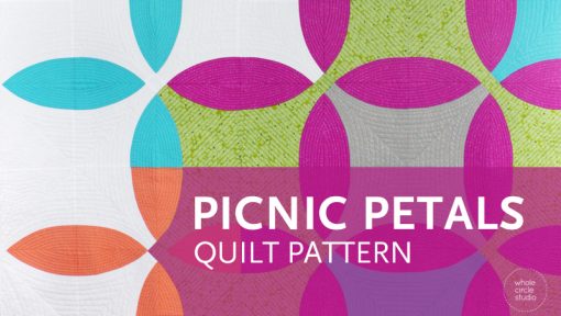 Picnic Petals is a modern quilt based on a traditional Flowering Snowball block. This tested pattern contains both detailed instructions and diagrams, making it easy to piece. Instructions are provided for three sizes: Throw, Twin and Queen. Designed by and available at wholecirclestudio.com