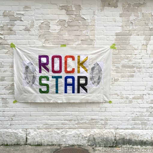 Rockstar, a modern quilt by Sheri Cifaldi-Morrill using Typecast letters block pattern and Marquis from Patchwork Lab: Gemology book.