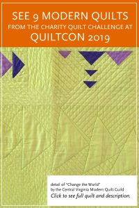 Modern quilt featured in the Charity Quilt Exhibit at QuiltCon 2019 — Change the World by the Central Virginia Modern Quilt Guild 