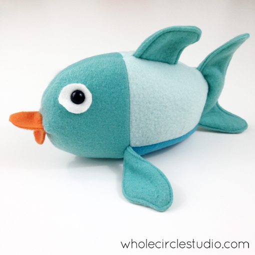 Finished Penny the Fish. Softie pattern by Abby Glassenberg. The perfect companion to the Little Fishies pattern by Whole CIrcle Studio!