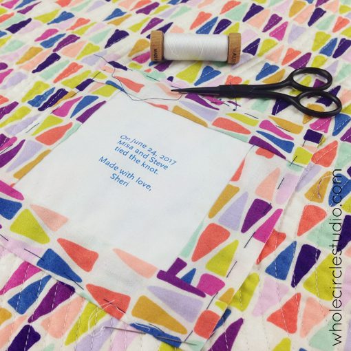 Day 127: 365 Days of Handwork Challenge —   Finally getting around to getting a label on this important quilt! And then it's done! Whole Circle Studio — 365 Days of Handwork Challenges