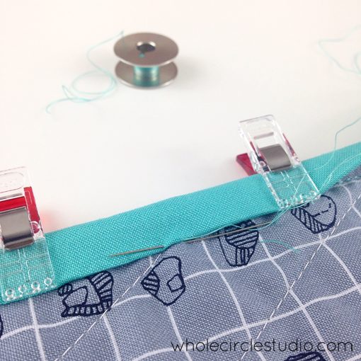 Day 128: 365 Days of Handwork Challenge —   First stitch on a new binding! Whole Circle Studio — 365 Days of Handwork Challenges