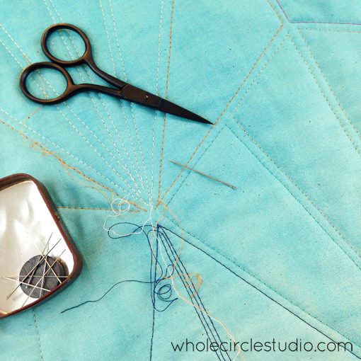 Day 143: 365 Days of Handwork Challenge —Burying threads on my Deco Daybreak quilting progress. I'm using the new Cotton and Steel Pigment for the back. The ombré is beautiful-- I can't wait to share photos! Whole Circle Studio — 365 Days of Handwork Challenges