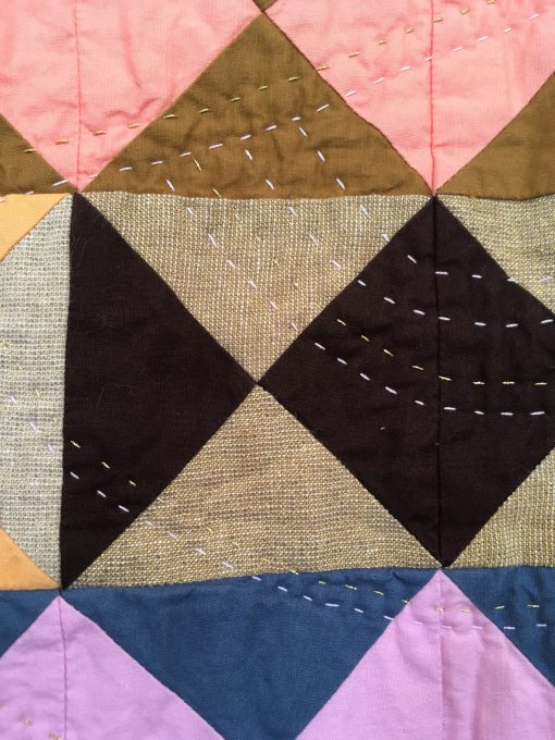 Tara Faughnan, hourglass, quilt, hand quilting, half square triangles, modern quilt, color study