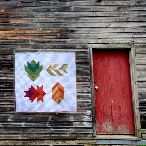 Leaf Peepers quilt blocks. Easy to piece half square triangle blocks. Make a mini quilt, table runner, wall hanging, twin quilt or queen quilt. Quilt Along with Leah Day and Whole Circle Studio. 