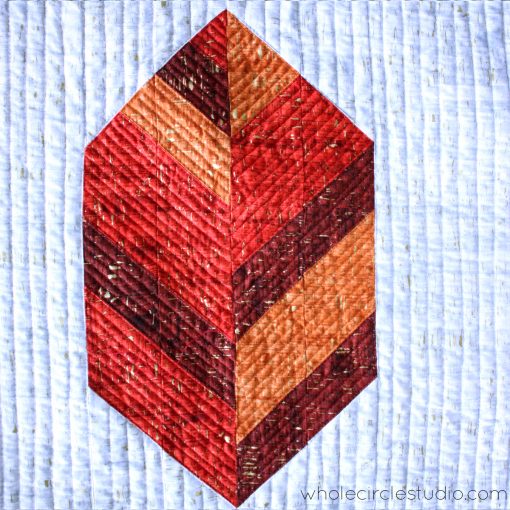 Uncorked version of Leaf Peepers Block 3 quilted on a Juki 2010Q with a walking foot. By Sheri Cifaldi-Morrill / Whole Circle Studio. Pattern: Leaf Peepers Quilt by Whole Circle Studio and Leah Day.