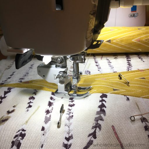 Quilting my reversible table runner, made with Art Gallery Fabrics canvas and quilted on my Janome 6700P