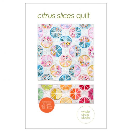 Make this fresh, modern quilt for your home! Citrus Slices is a fun, foundation paper piecing pattern. Download the PDF pattern — instructions included for four sizes: mini, table runner, wall and throw. Use your scraps from your fabric stash, your favorite fat quarters and yardage!