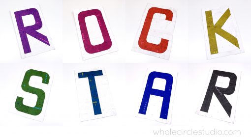 Quilt blocks: letters made with Typecast English Paper Piecing pattern