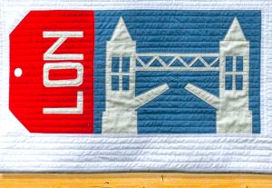 Tower Bridge block made with Art Gallery Fabrics Pure Solids