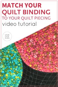 Learn how to match and align the seams of your quilt binding to the fabrics in your quilt top in this video tutorial. Matching seams between your quilt and and binding can look difficult to accomplish, but with some tips and patience, it is easy to achieve accurate alignments. Available at Whole Circle Studio blog.