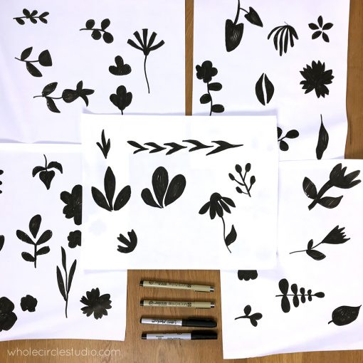 rough sketches for Botanical Beauties quilt 