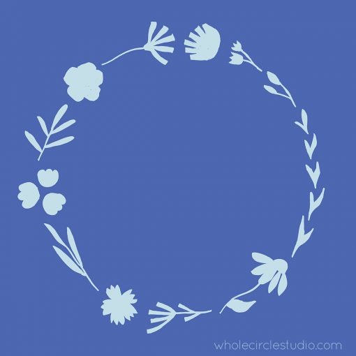 preliminary digital sketch for Botanical Beauties quilt in a circle or wreath layout.