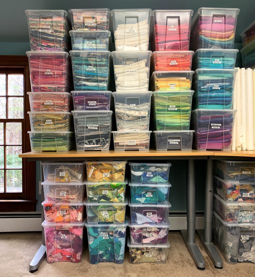quilt fabric organization by rainbow