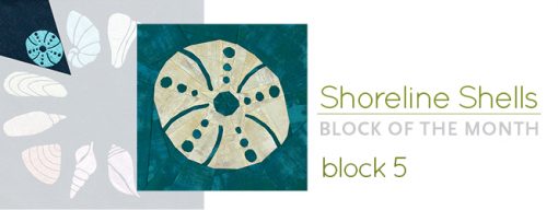 Block 5 — a sea urchin—for the Shoreline Shells Block of the Month (BOM) and Quilt Sew Along