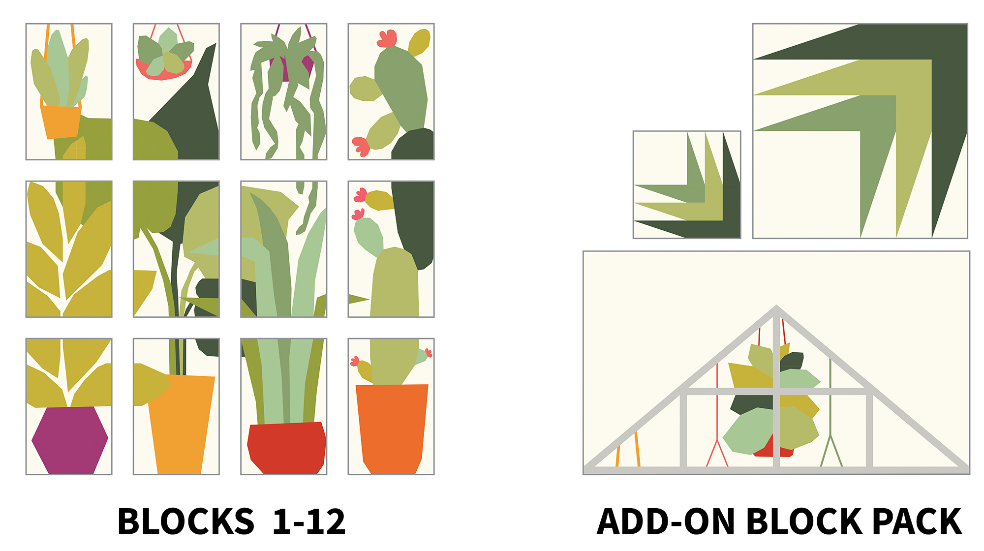 diagram of quilt blocks for Greenhouse Garden Quilt