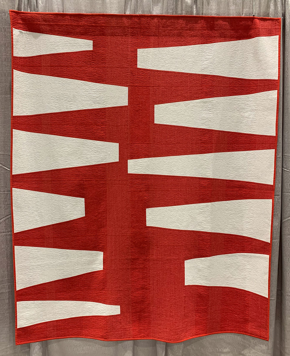 geometric quilt, red and white