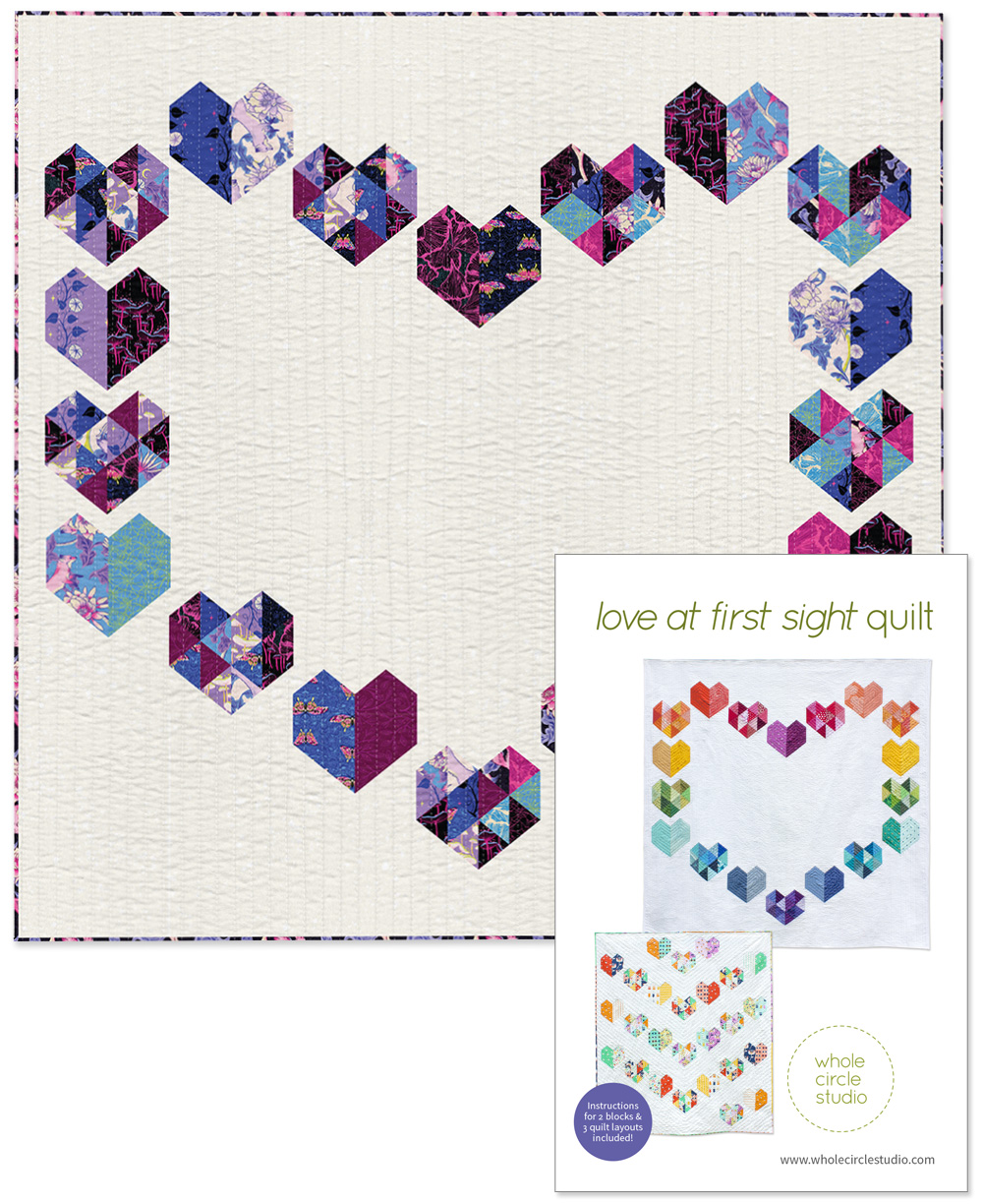 modern geometric heart quilt pattern