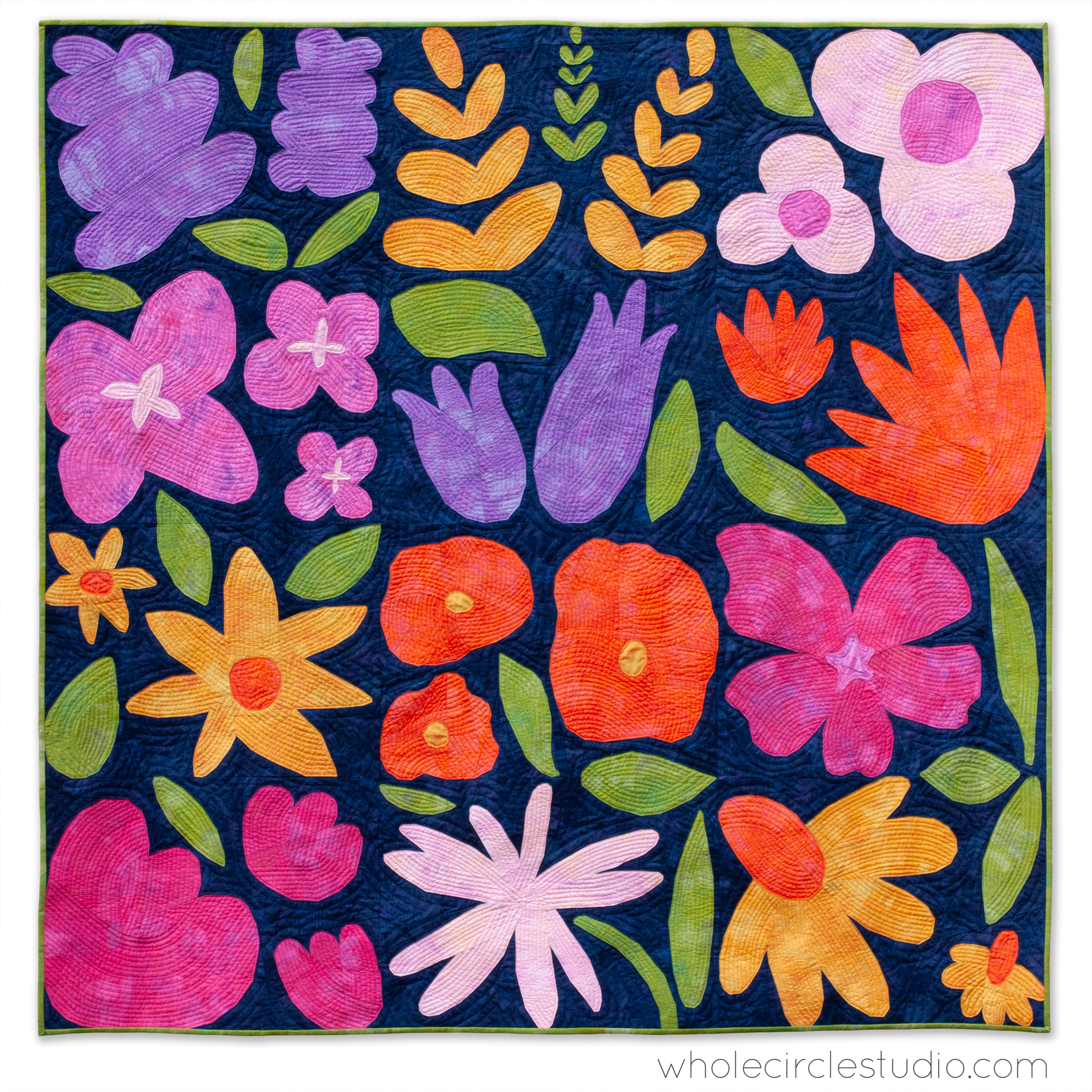 Colorful modern flower quilt