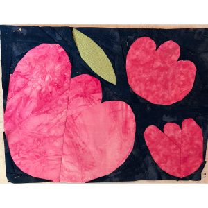 flower quilt block made with batik fabrics