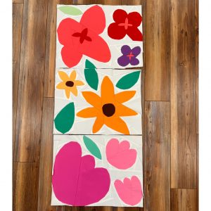 Modern floral quilt blocks in bright colors