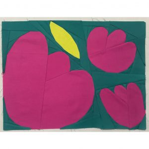 magenta and lime green flower and leaf quilt block