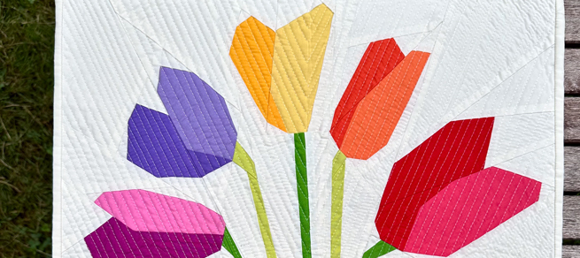 detail of Modern tulip mini quilt